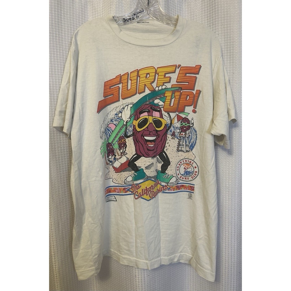 VTG 1987 California Raisins Surf's Up! Shirt Large Changes Tag Single Stitch